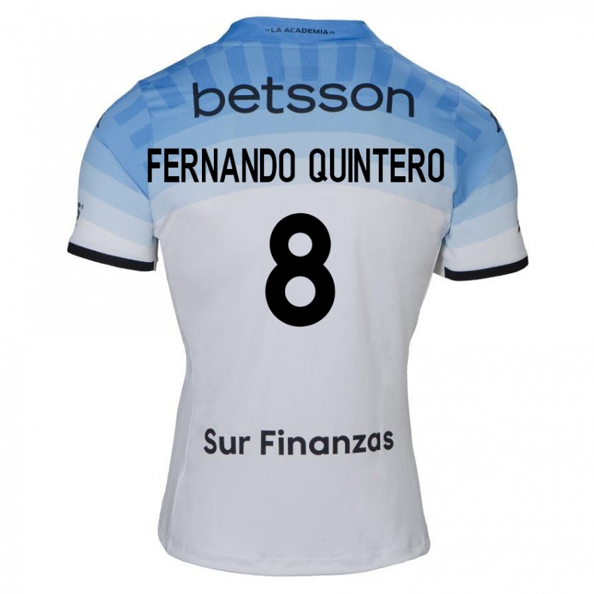 Niño Camiseta Juan Fernando Quintero #8 Blanco Azul Negro 2ª Equipación 2024/25 La Camisa Chile