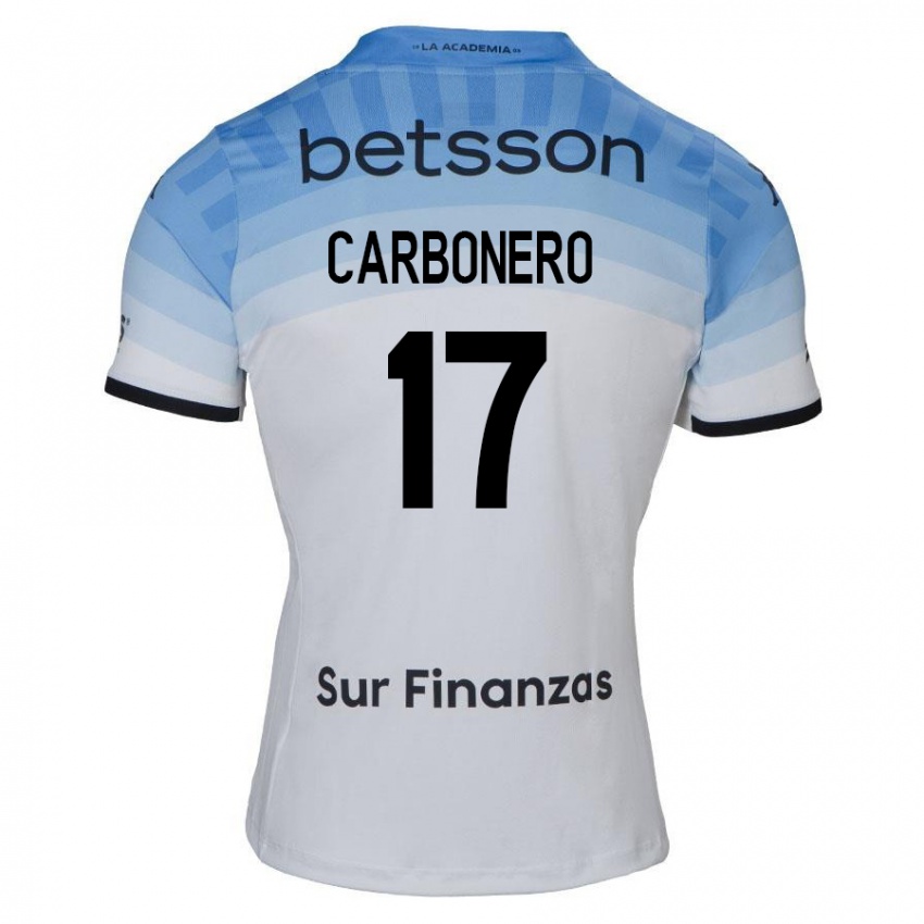 Niño Camiseta Johan Carbonero #17 Blanco Azul Negro 2ª Equipación 2024/25 La Camisa Chile