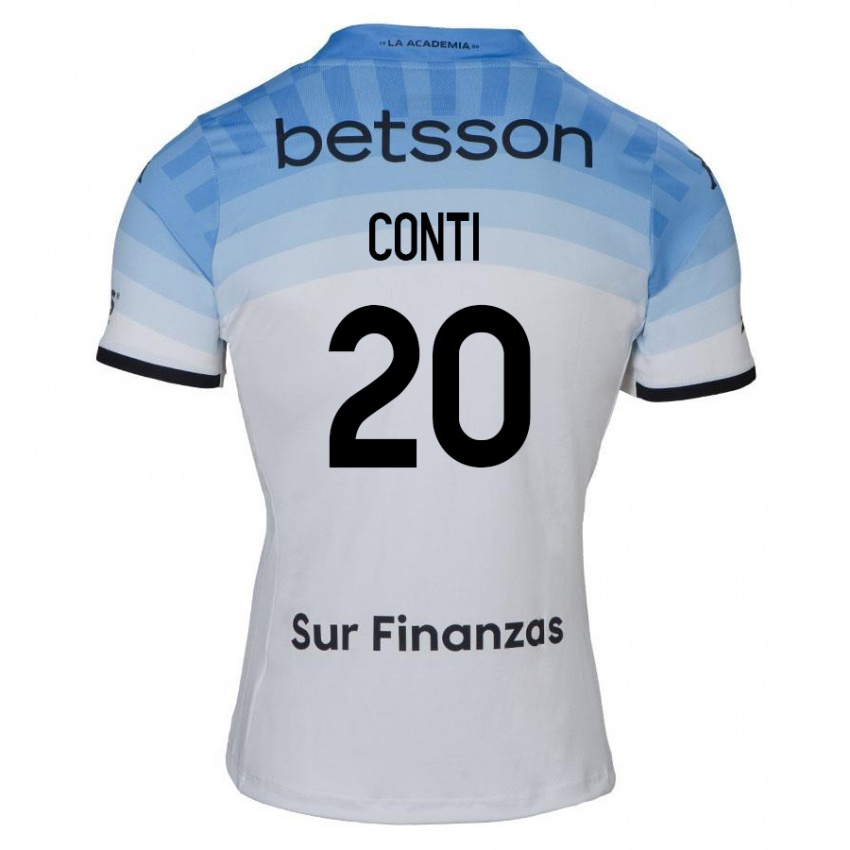 Niño Camiseta Germán Conti #20 Blanco Azul Negro 2ª Equipación 2024/25 La Camisa Chile