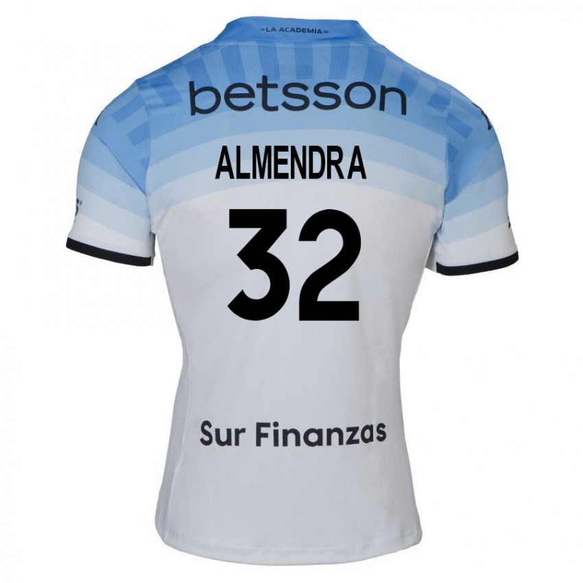 Niño Camiseta Agustin Almendra #32 Blanco Azul Negro 2ª Equipación 2024/25 La Camisa Chile