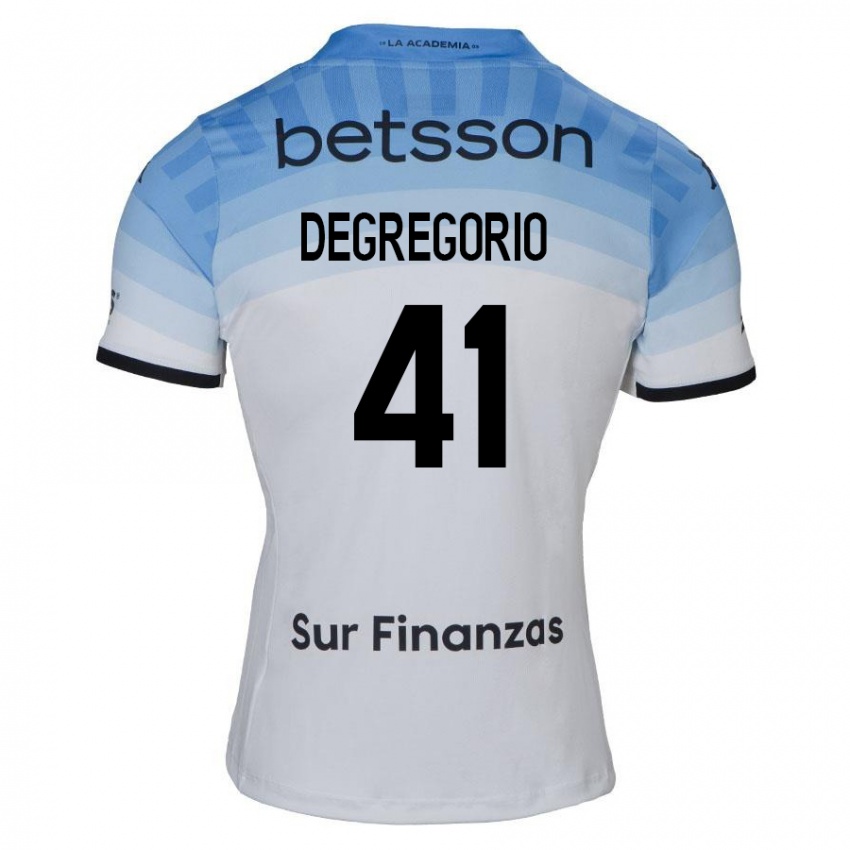 Niño Camiseta Ramiro Degregorio #41 Blanco Azul Negro 2ª Equipación 2024/25 La Camisa Chile