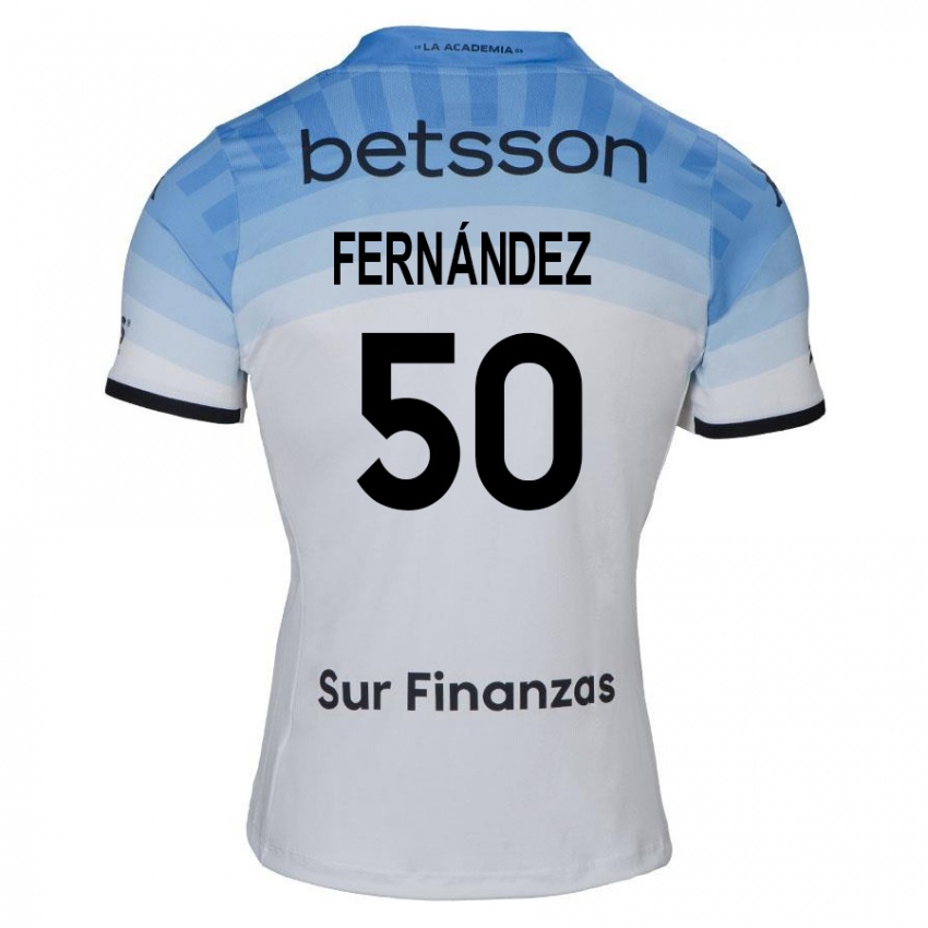 Niño Camiseta Román Fernández #50 Blanco Azul Negro 2ª Equipación 2024/25 La Camisa Chile