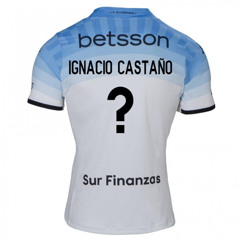 Niño Camiseta Juan Ignacio Castaño #0 Blanco Azul Negro 2ª Equipación 2024/25 La Camisa Chile