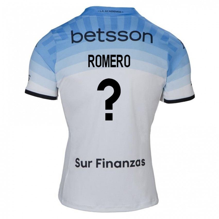 Niño Camiseta Benicio Romero #0 Blanco Azul Negro 2ª Equipación 2024/25 La Camisa Chile