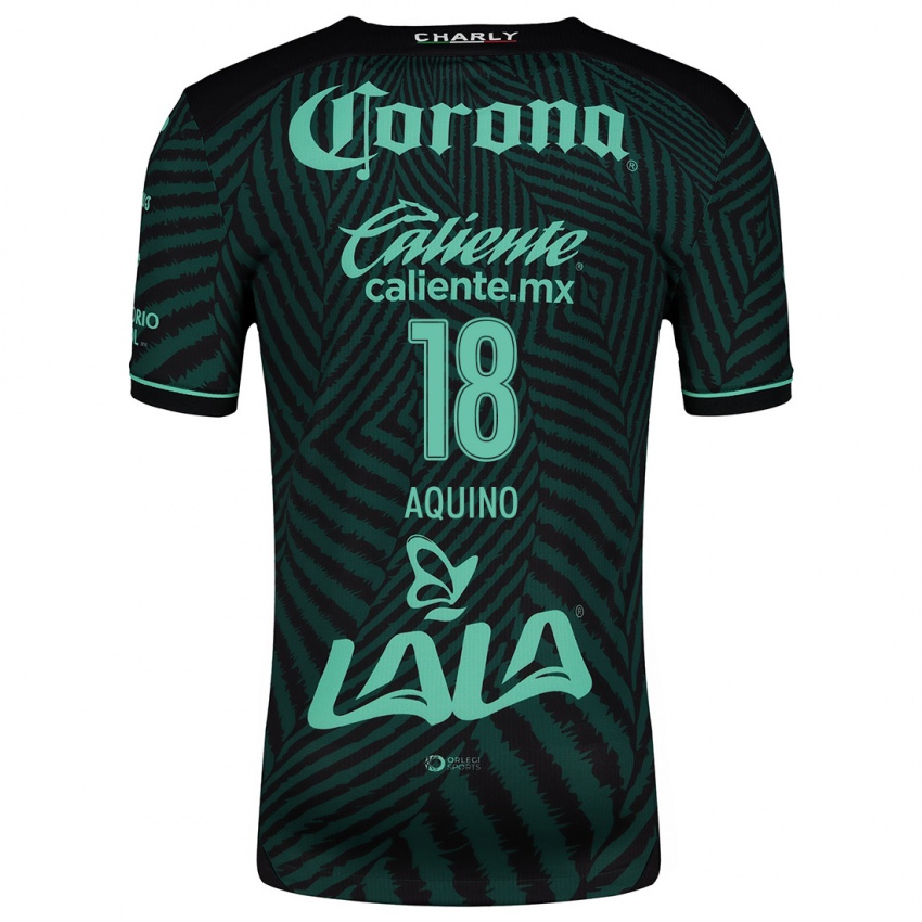 Niño Camiseta Pedro Aquino #18 Verde Negro 2ª Equipación 2024/25 La Camisa Chile