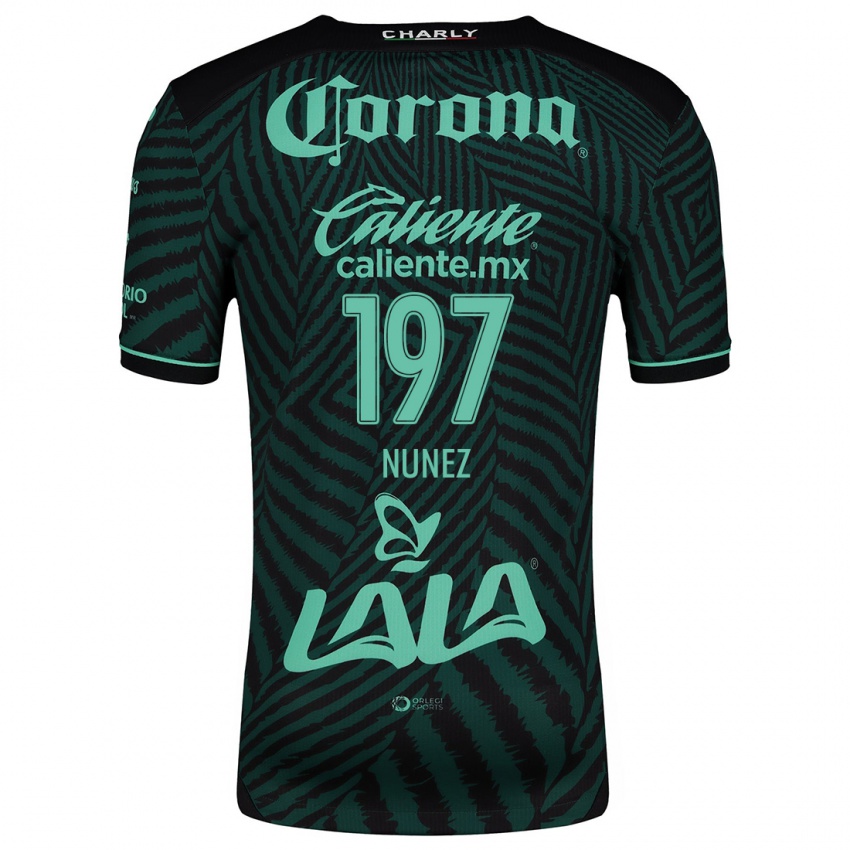 Niño Camiseta Kevin Núñez #197 Verde Negro 2ª Equipación 2024/25 La Camisa Chile