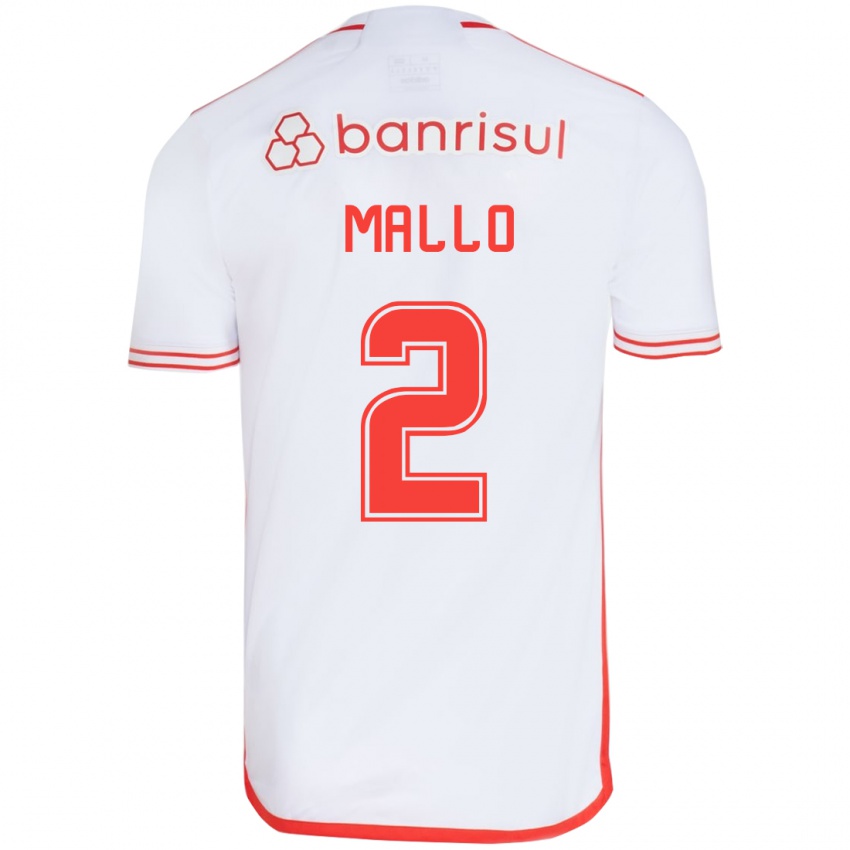 Niño Camiseta Hugo Mallo #2 Blanco Rojo 2ª Equipación 2024/25 La Camisa Chile