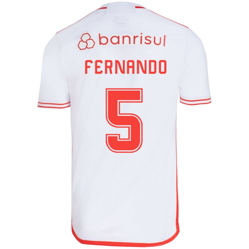 Niño Camiseta Fernando #5 Blanco Rojo 2ª Equipación 2024/25 La Camisa Chile