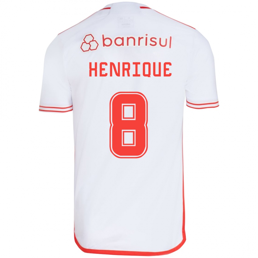 Niño Camiseta Bruno Henrique #8 Blanco Rojo 2ª Equipación 2024/25 La Camisa Chile