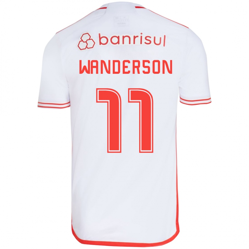 Niño Camiseta Wanderson #11 Blanco Rojo 2ª Equipación 2024/25 La Camisa Chile