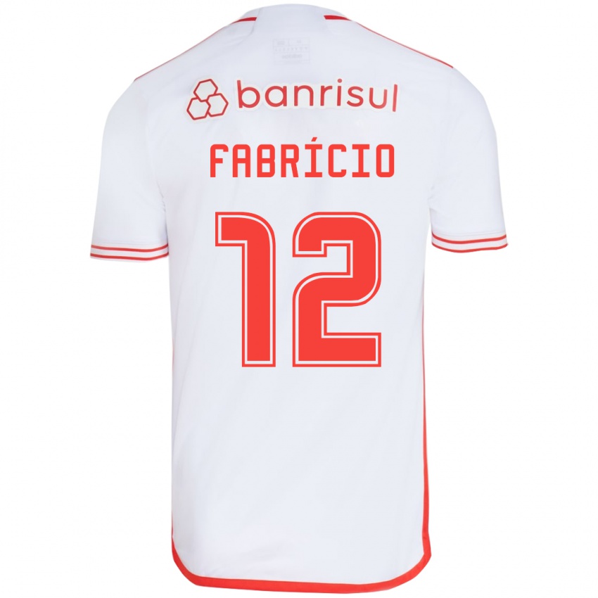 Niño Camiseta Fabrício #12 Blanco Rojo 2ª Equipación 2024/25 La Camisa Chile