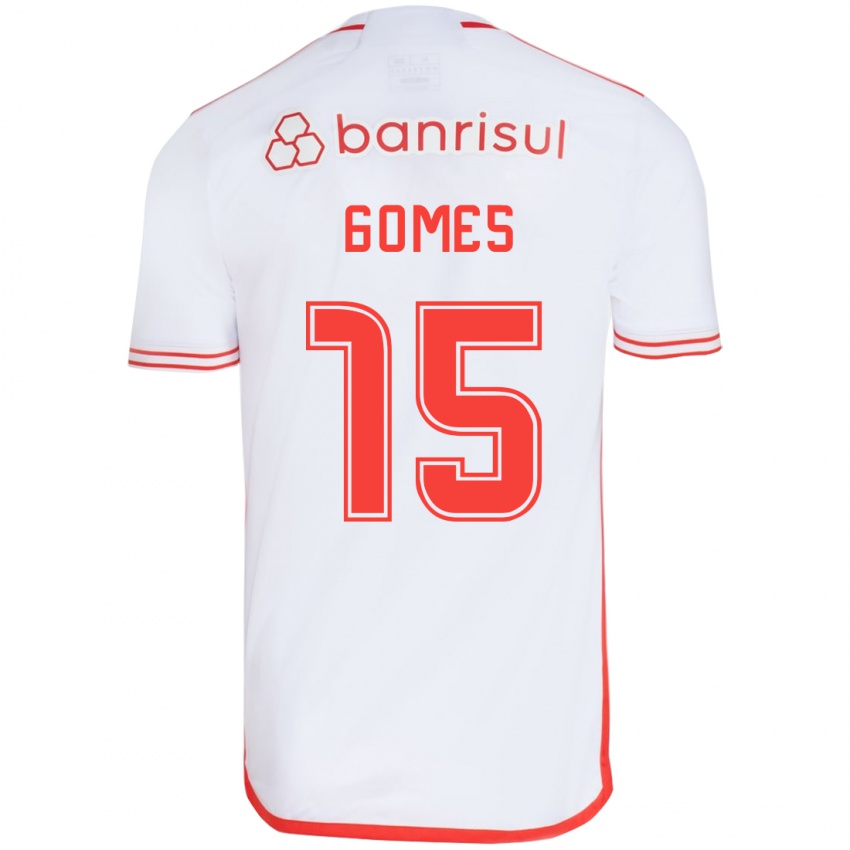 Niño Camiseta Bruno Gomes #15 Blanco Rojo 2ª Equipación 2024/25 La Camisa Chile