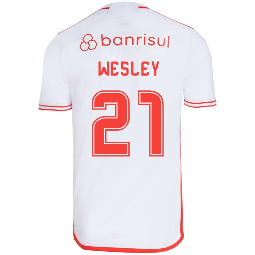 Niño Camiseta Wesley #21 Blanco Rojo 2ª Equipación 2024/25 La Camisa Chile