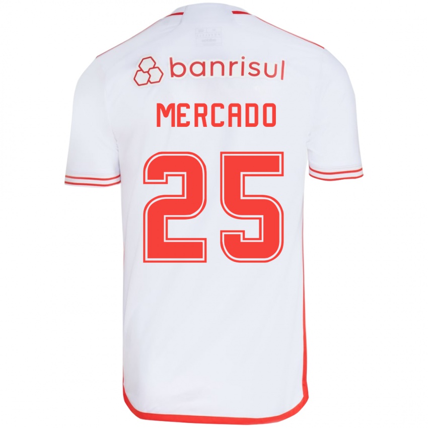 Niño Camiseta Gabriel Mercado #25 Blanco Rojo 2ª Equipación 2024/25 La Camisa Chile