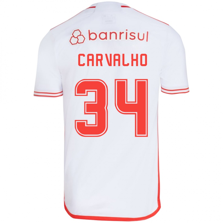 Niño Camiseta Gabriel Carvalho #34 Blanco Rojo 2ª Equipación 2024/25 La Camisa Chile