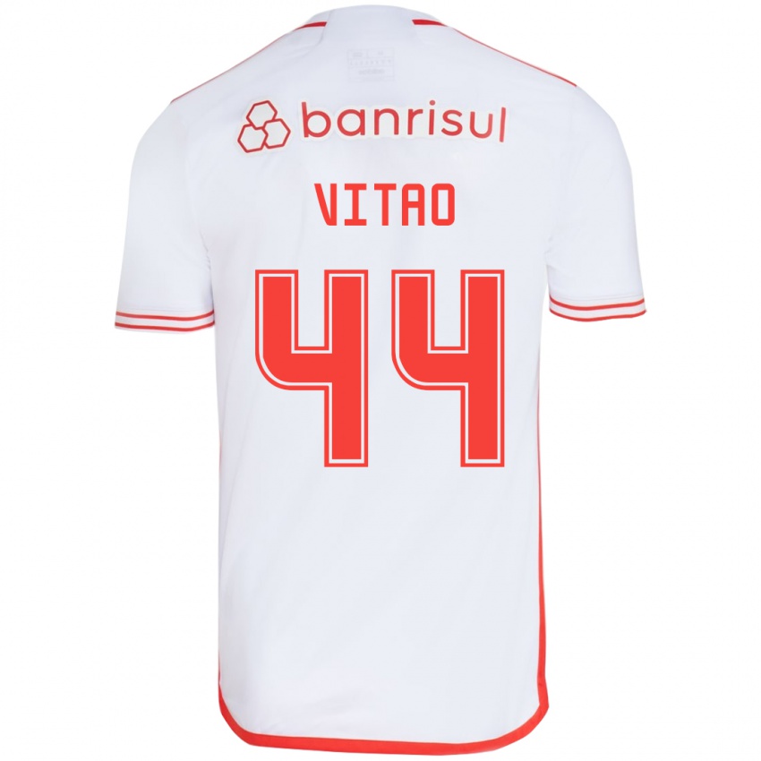 Niño Camiseta Vitão #44 Blanco Rojo 2ª Equipación 2024/25 La Camisa Chile