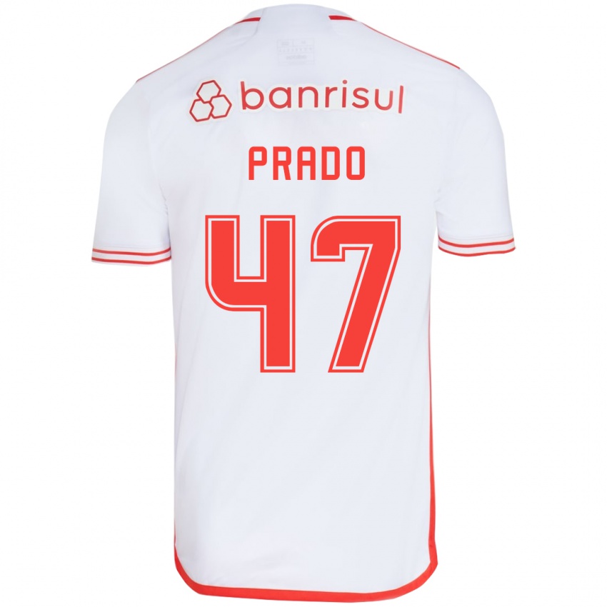 Niño Camiseta Gustavo Prado #47 Blanco Rojo 2ª Equipación 2024/25 La Camisa Chile