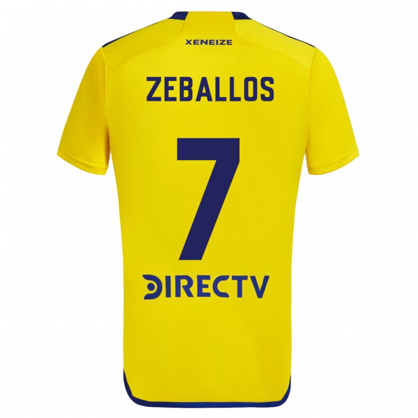 Niño Camiseta Exequiel Zeballos #7 Amarillo Azul 2ª Equipación 2024/25 La Camisa Chile