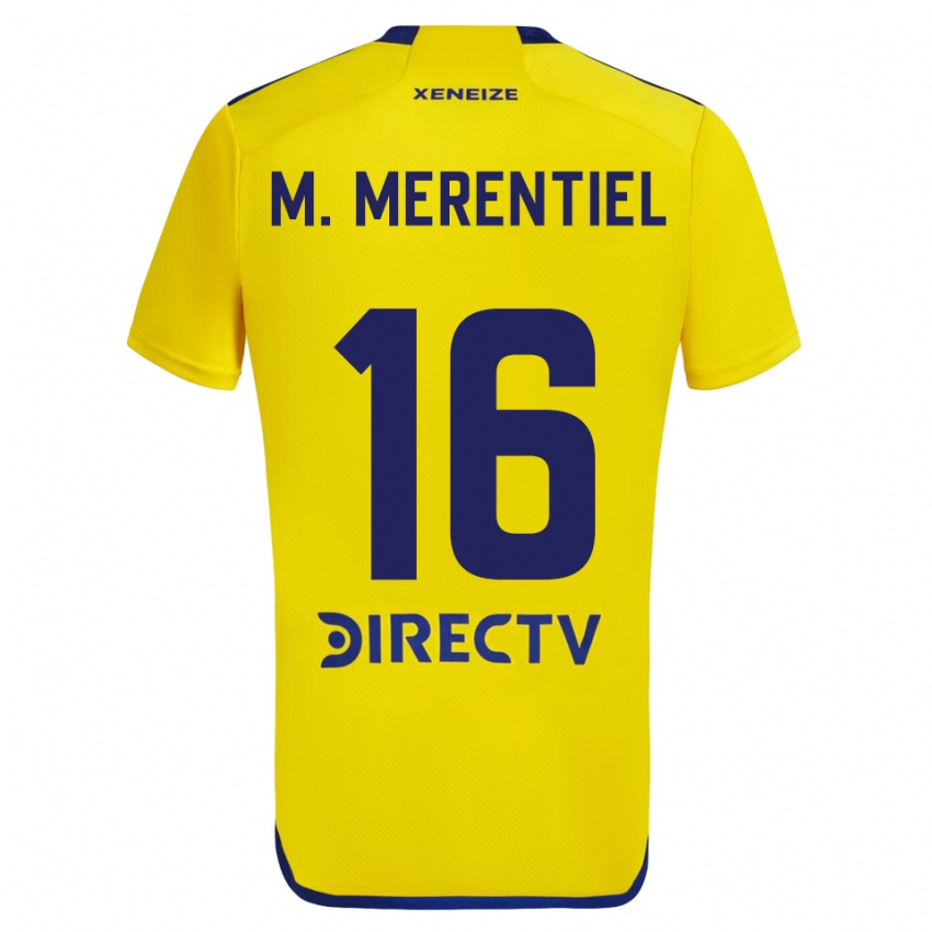 Niño Camiseta Miguel Merentiel #16 Amarillo Azul 2ª Equipación 2024/25 La Camisa Chile