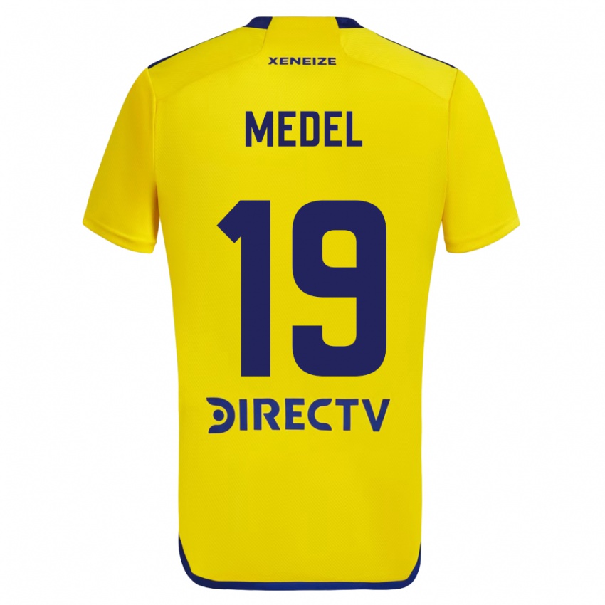 Niño Camiseta Gary Medel #19 Amarillo Azul 2ª Equipación 2024/25 La Camisa Chile