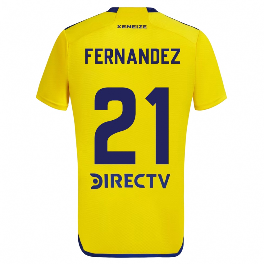 Niño Camiseta Ezequiel Fernandez #21 Amarillo Azul 2ª Equipación 2024/25 La Camisa Chile