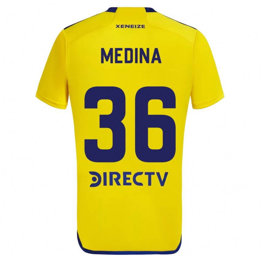 Niño Camiseta Cristian Medina #36 Amarillo Azul 2ª Equipación 2024/25 La Camisa Chile