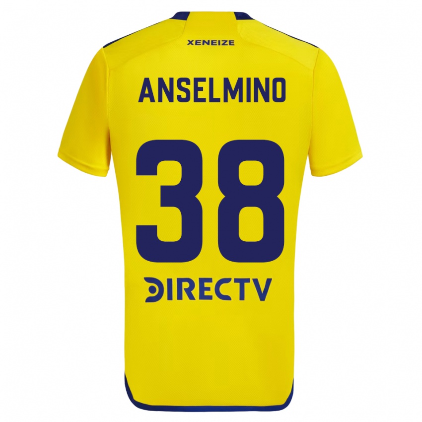 Niño Camiseta Aarón Anselmino #38 Amarillo Azul 2ª Equipación 2024/25 La Camisa Chile