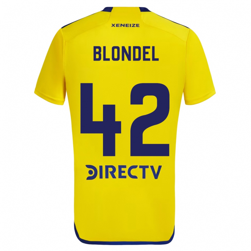 Niño Camiseta Lucas Blondel #42 Amarillo Azul 2ª Equipación 2024/25 La Camisa Chile