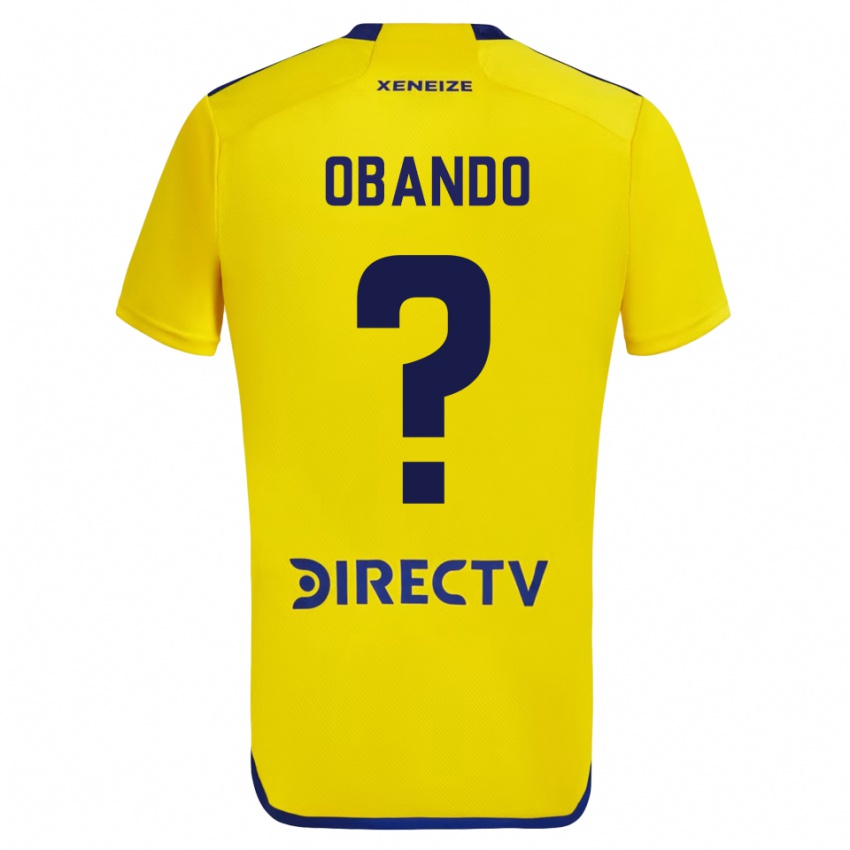 Niño Camiseta Agustin Obando #0 Amarillo Azul 2ª Equipación 2024/25 La Camisa Chile