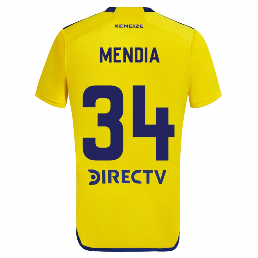 Niño Camiseta Mateo Mendia #34 Amarillo Azul 2ª Equipación 2024/25 La Camisa Chile