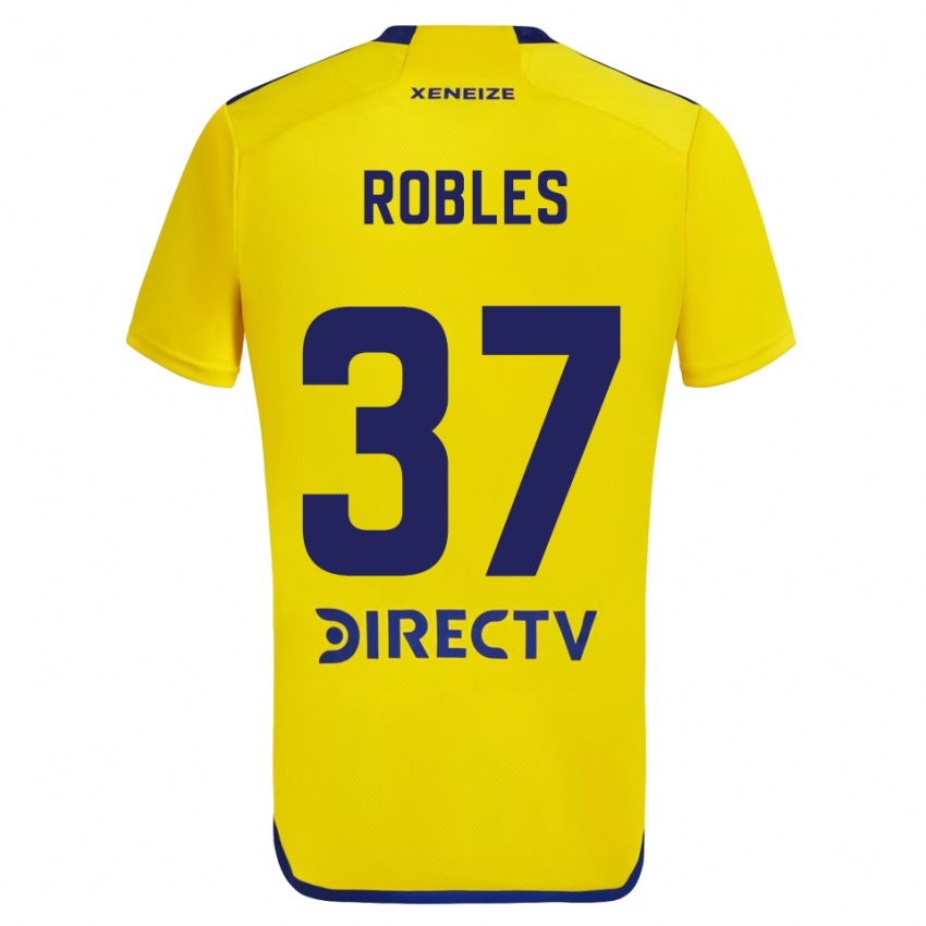 Niño Camiseta Sebastián Díaz Robles #37 Amarillo Azul 2ª Equipación 2024/25 La Camisa Chile