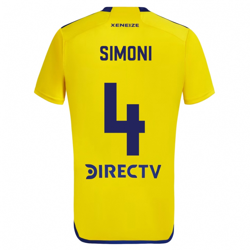 Niño Camiseta Tiago Simoni #4 Amarillo Azul 2ª Equipación 2024/25 La Camisa Chile