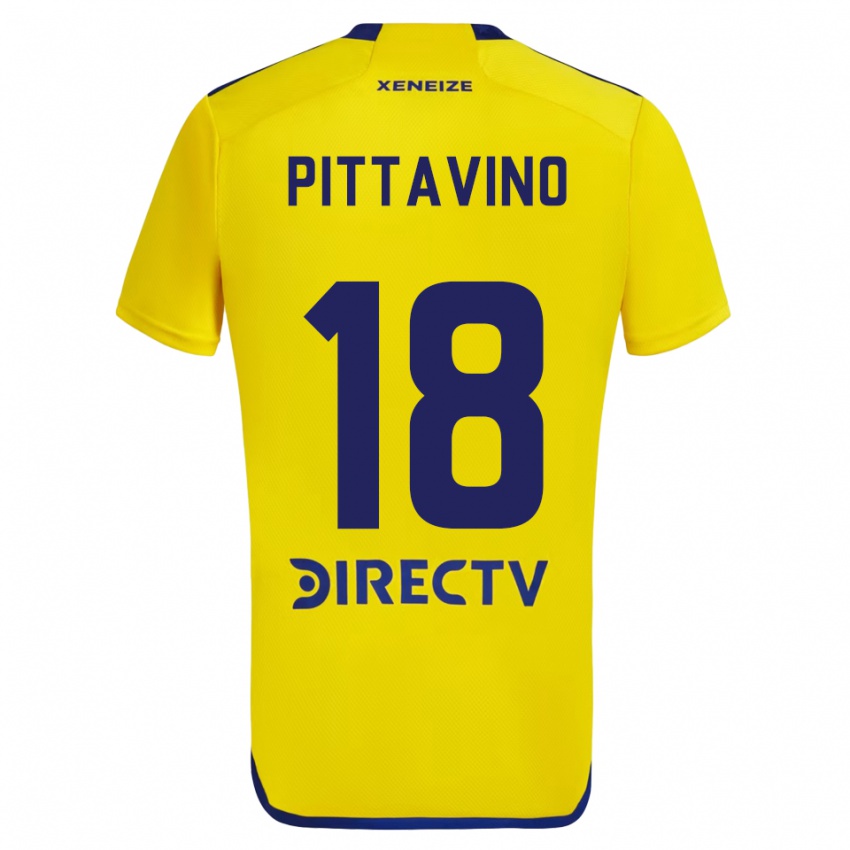 Niño Camiseta Rodrigo Pittavino #18 Amarillo Azul 2ª Equipación 2024/25 La Camisa Chile