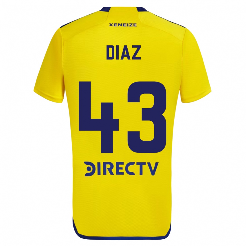 Niño Camiseta Tomas Diaz #43 Amarillo Azul 2ª Equipación 2024/25 La Camisa Chile