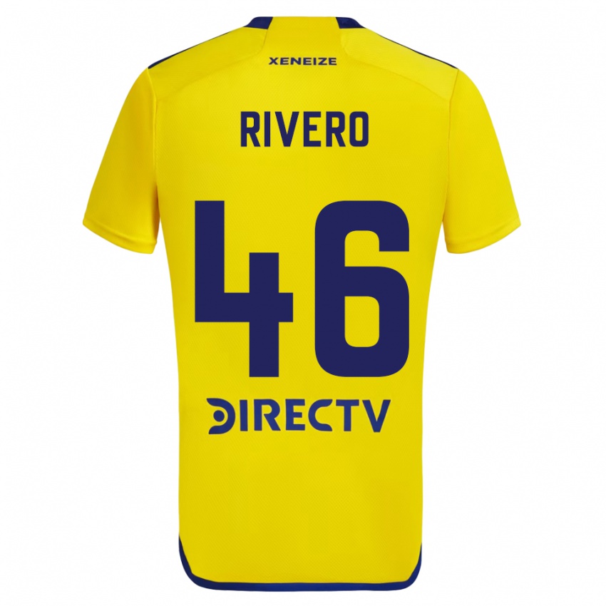 Niño Camiseta Simon Rivero #46 Amarillo Azul 2ª Equipación 2024/25 La Camisa Chile