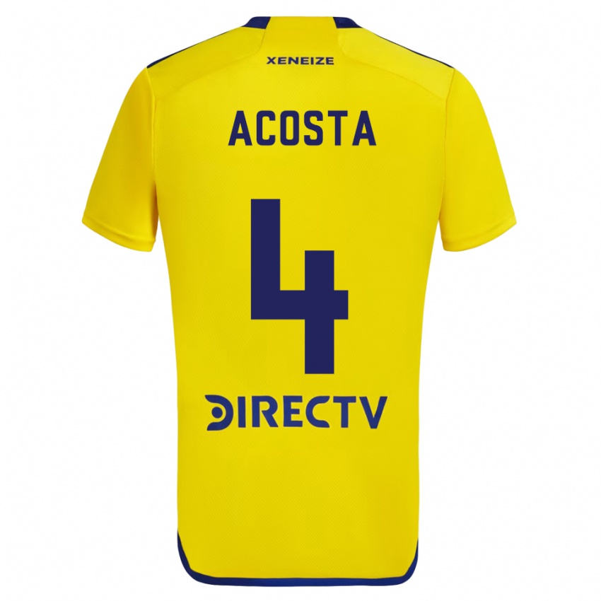 Niño Camiseta Natan Acosta #4 Amarillo Azul 2ª Equipación 2024/25 La Camisa Chile