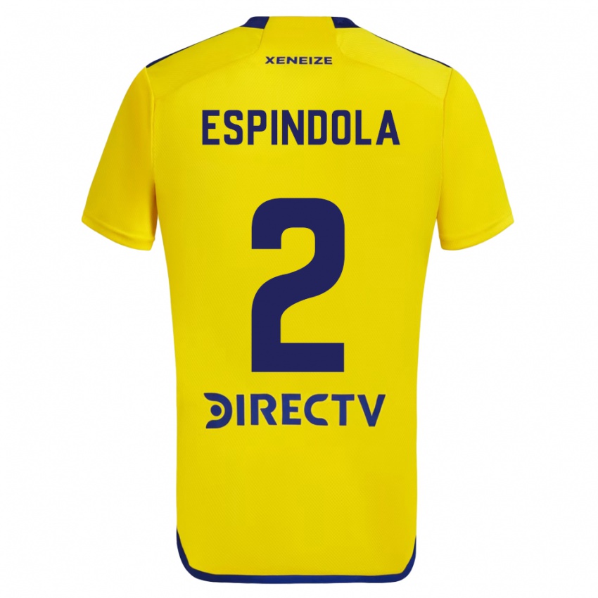 Niño Camiseta Noelia Espindola #2 Amarillo Azul 2ª Equipación 2024/25 La Camisa Chile