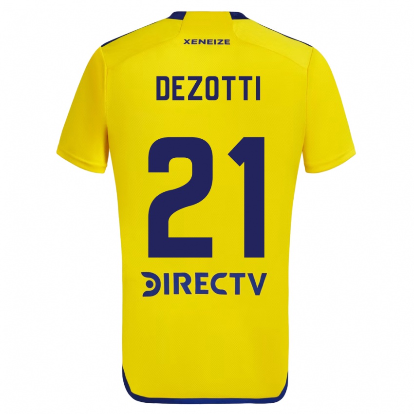 Niño Camiseta Martina Dezotti #21 Amarillo Azul 2ª Equipación 2024/25 La Camisa Chile