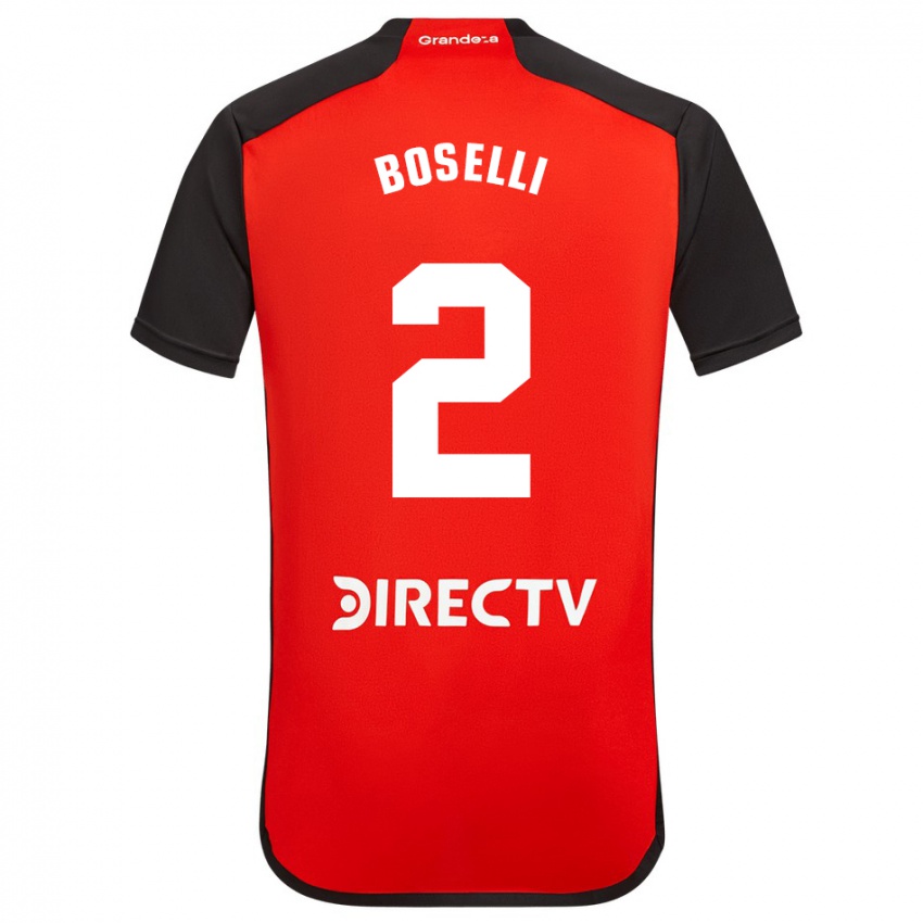 Niño Camiseta Sebastián Boselli #2 Rojo Negro Blanco 2ª Equipación 2024/25 La Camisa Chile