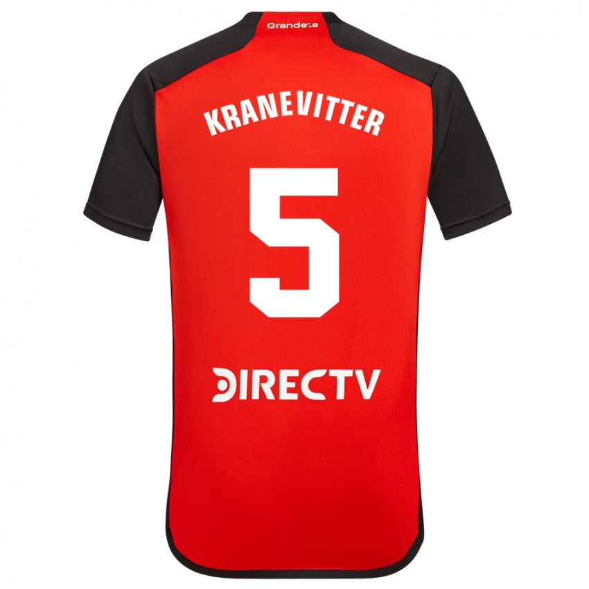 Niño Camiseta Matías Kranevitter #5 Rojo Negro Blanco 2ª Equipación 2024/25 La Camisa Chile