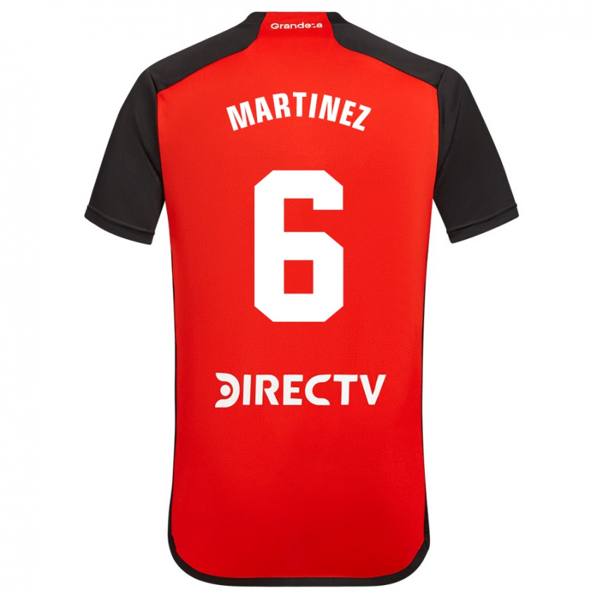 Niño Camiseta David Martinez #6 Rojo Negro Blanco 2ª Equipación 2024/25 La Camisa Chile