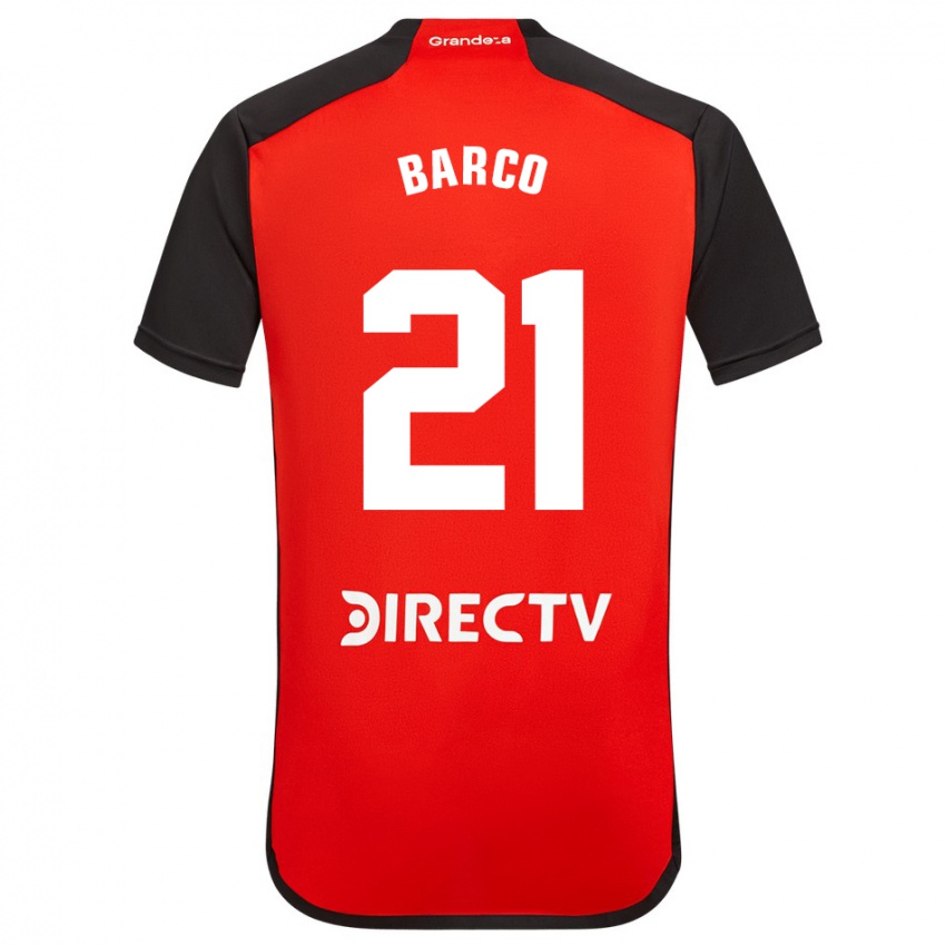 Niño Camiseta Esequiel Barco #21 Rojo Negro Blanco 2ª Equipación 2024/25 La Camisa Chile