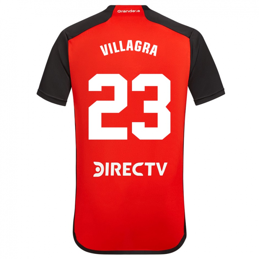 Niño Camiseta Rodrigo Villagra #23 Rojo Negro Blanco 2ª Equipación 2024/25 La Camisa Chile