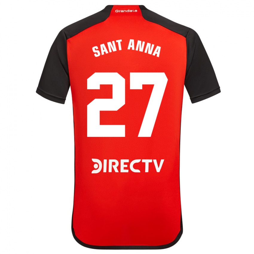 Niño Camiseta Agustín Sant Anna #27 Rojo Negro Blanco 2ª Equipación 2024/25 La Camisa Chile