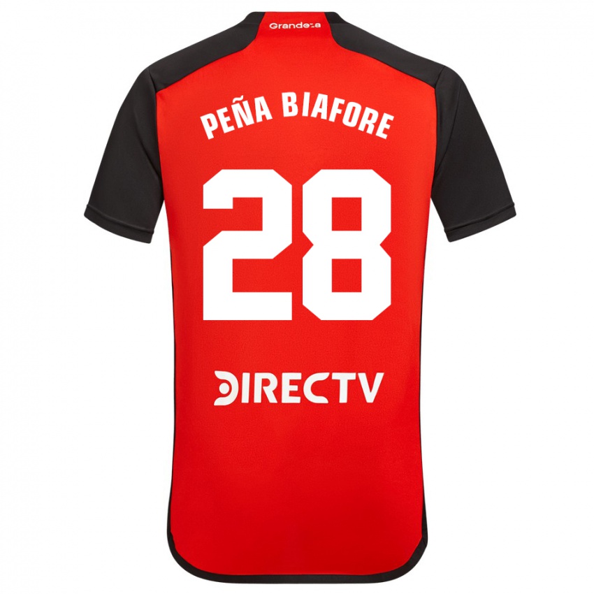 Niño Camiseta Felipe Pena Biafore #28 Rojo Negro Blanco 2ª Equipación 2024/25 La Camisa Chile