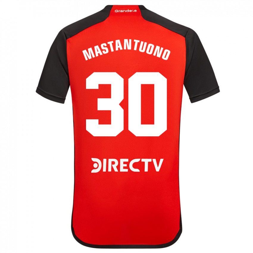 Niño Camiseta Franco Mastantuono #30 Rojo Negro Blanco 2ª Equipación 2024/25 La Camisa Chile