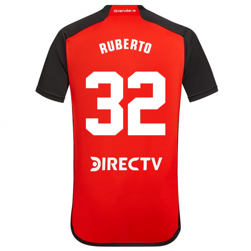 Niño Camiseta Agustín Ruberto #32 Rojo Negro Blanco 2ª Equipación 2024/25 La Camisa Chile