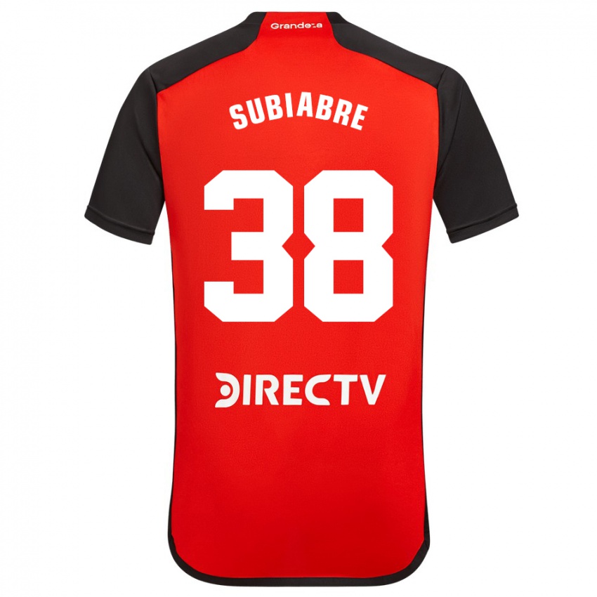 Niño Camiseta Ian Subiabre #38 Rojo Negro Blanco 2ª Equipación 2024/25 La Camisa Chile