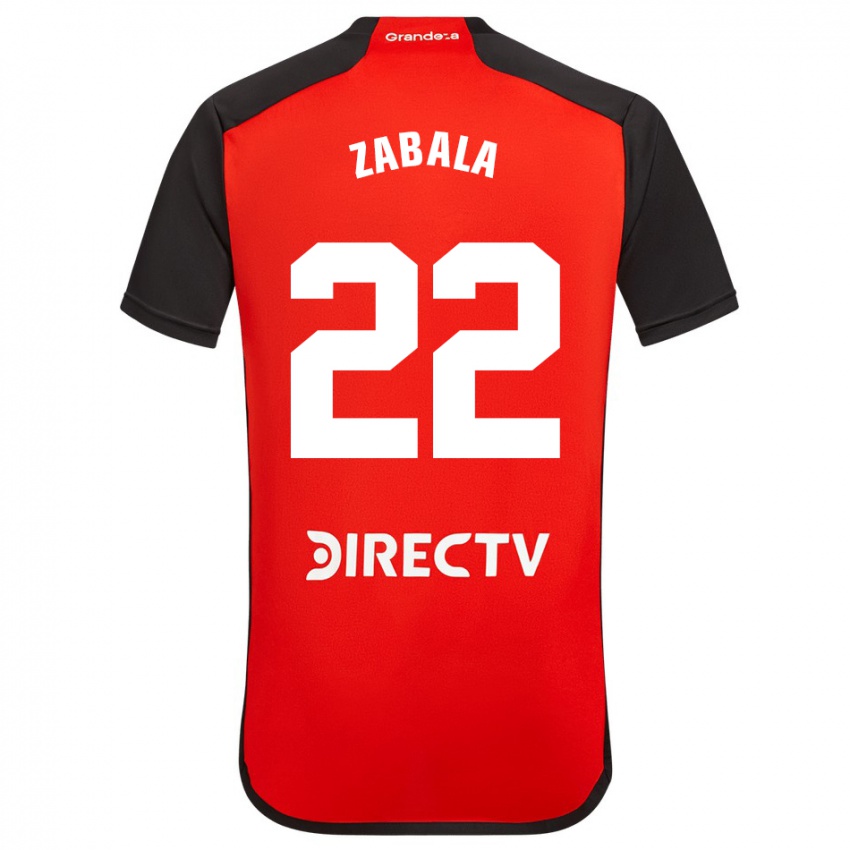 Niño Camiseta Daniel Zabala #22 Rojo Negro Blanco 2ª Equipación 2024/25 La Camisa Chile