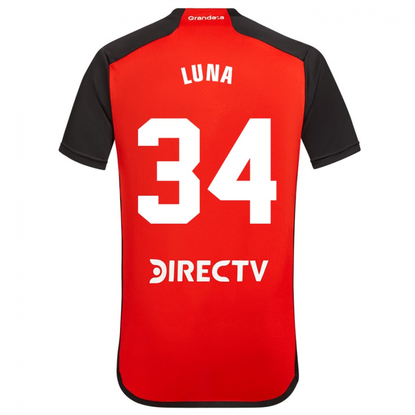 Niño Camiseta Jonás Luna #34 Rojo Negro Blanco 2ª Equipación 2024/25 La Camisa Chile